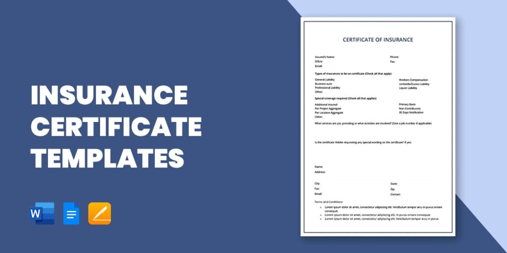 Insurance certificate