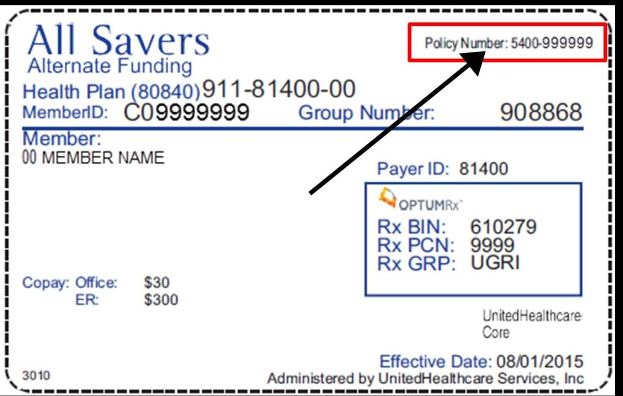 Insurance policy number