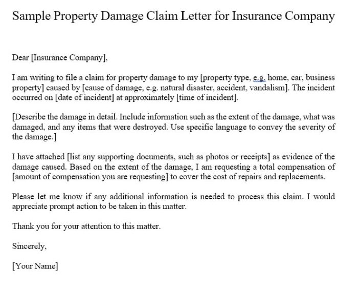 Property damage insurance claim intake form